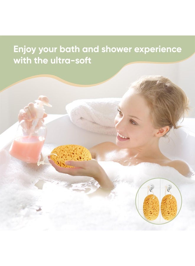 قطعتان من إسفنجات الاستحمام للجسم للبالغين، إسفنجة استحمام كبيرة للنساء والرجال، إسفنجة طبيعية ناعمة على شكل قرص العسل، إسفنجات استحمام للجسم لتقشير البشرة وتنظيفها بعمق، مناسبة للبشرة الحساسة - Image 5